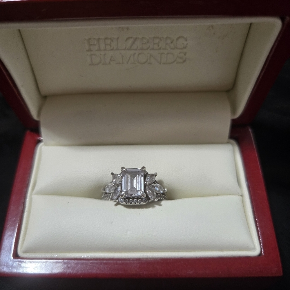Cubic Zirconia & Sterling Silver Ring- Six
